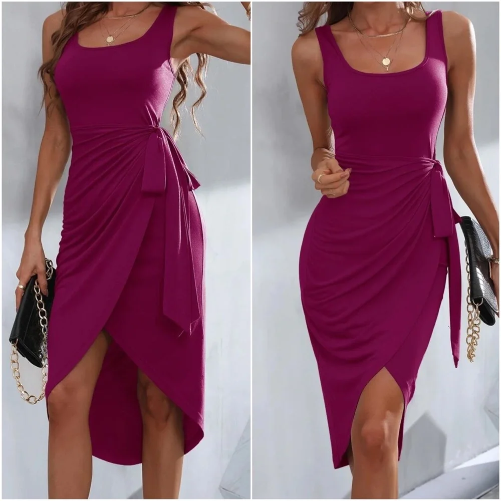 Side Tie Tank High Low Dress - Picture 6 of 11